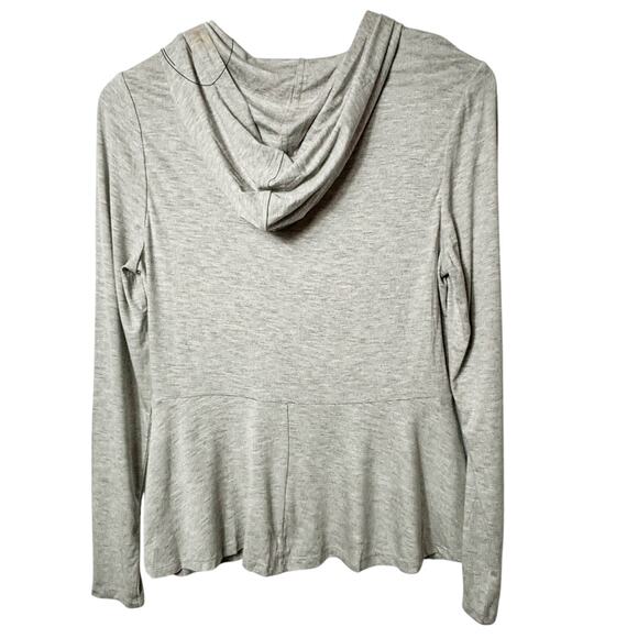 SWEATY BETTY TORI TWIST FRONT HOODED PULLOVER GREY LONG SLEEVE HOODIE SIZE US 6 - Picture 7 of 8